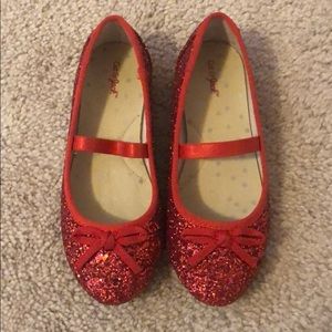 Cat & Jack Red Glitter Ballet Flats